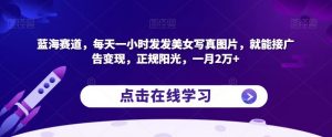 蓝海赛道,每天一小时发发美女写真图片,就能接广告变现,正规阳光,一月2万+【揭秘】-知乎者也