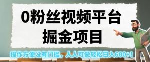 0粉丝视频平台掘金项目，操作方便没有门槛，人人可做轻松日入600+！【揭秘】-知乎者也