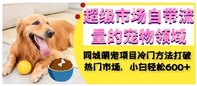 超级市场自带流量的宠物领域,同城萌宠项目冷门方法打破热门市场,小白轻松600+-知乎者也