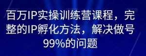 百万IP实操训练营课程,完整的IP孵化方法,解决做号99%的问题-知乎者也