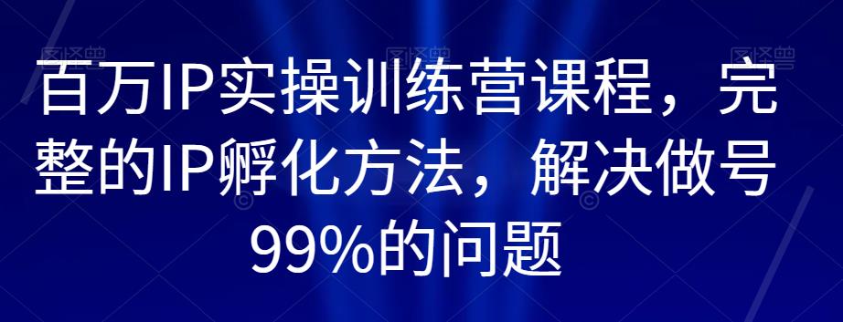 百万IP实操训练营课程,完整的IP孵化方法,解决做号99%的问题-知乎者也
