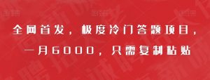 全网首发，极度冷门答题项目，一月6000，只需复制粘贴【揭秘】-知乎者也