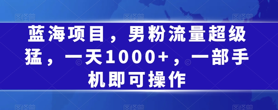 蓝海项目,男粉流量超级猛,一天1000+,一部手机即可操作【揭秘】-知乎者也