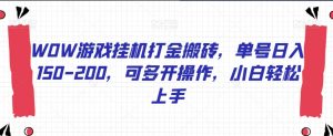 WOW游戏挂机打金搬砖,单号日入150-200,可多开操作,小白轻松上手【揭秘】-知乎者也