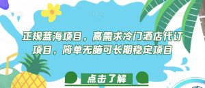 正规蓝海项目，高需求冷门酒店代订项目，简单无脑可长期稳定项目【揭秘】-知乎者也