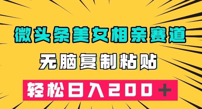 微头条冷门美女相亲赛道,无脑复制粘贴,轻松日入200+【揭秘】-知乎者也