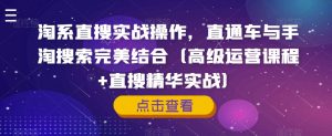 淘系直搜实战操作，直通车与手淘搜索完美结合（高级运营课程+直搜精华实战）-知乎者也