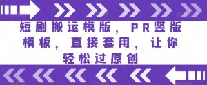 短剧搬运模版,PR竖版模板,直接套用,让你轻松过原创-知乎者也