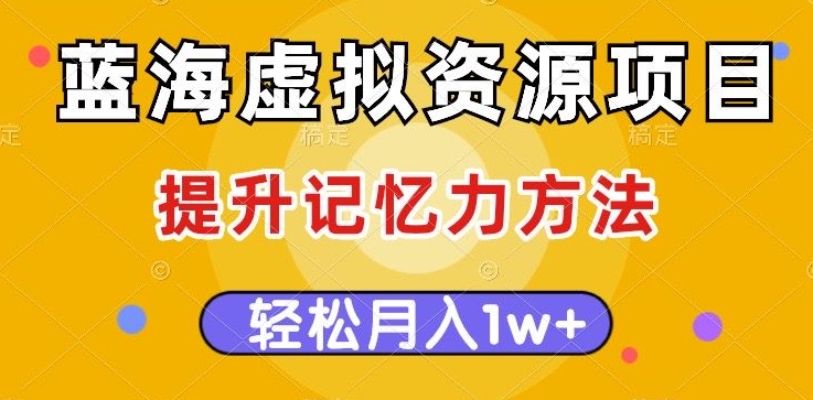 蓝海虚拟资源项目,提升记忆力方法,多种变现方式,轻松月入1w+【揭秘】-知乎者也