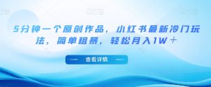 5分钟一个原创作品，小红书最新冷门玩法，简单粗暴，轻松月入1W＋【揭秘】-知乎者也