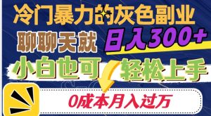 冷门暴利的副业项目，聊聊天就能日入300+，0成本月入过万【揭秘】-知乎者也