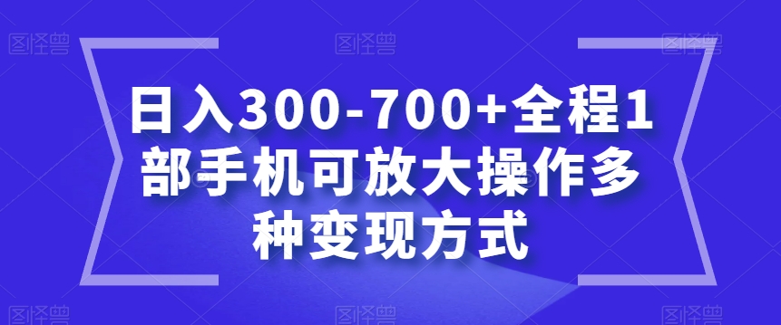 日入300-700+全程1部手机可放大操作多种变现方式【揭秘】-知乎者也