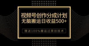 最新视频号创作分成计划,无脑搬运一天收益500+,100%搬运过原创技巧【揭秘】-知乎者也