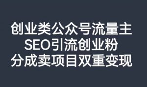 创业类公众号流量主,SEO引流创业粉,分成卖项目双重变现【揭秘】-知乎者也