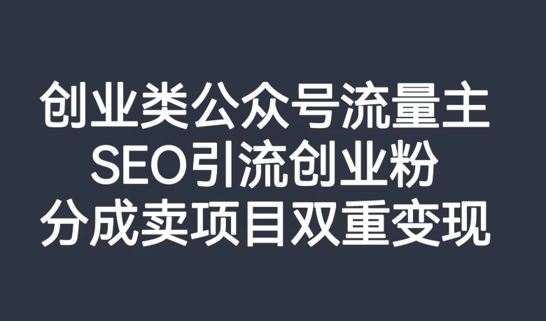 创业类公众号流量主,SEO引流创业粉,分成卖项目双重变现【揭秘】-知乎者也