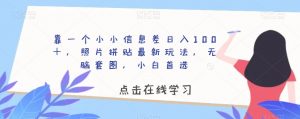 靠一个小小信息差日入100+,照片拼贴最新玩法,无脑套图,小白首选【揭秘】-知乎者也