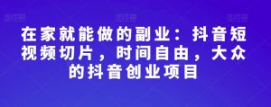 在家就能做的副业:抖音短视频切片,时间自由,大众的抖音创业项目-知乎者也