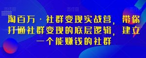 淘百万·社群变现实战营,带你打通社群变现的底层逻辑,建立一个能赚钱的社群-知乎者也