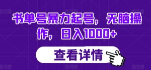 书单号暴力起号，无脑操作，日入1000+【揭秘】-知乎者也