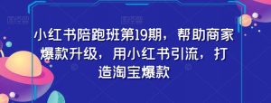 小红书陪跑班第19期，帮助商家爆款升级，用小红书引流，打造淘宝爆款-知乎者也