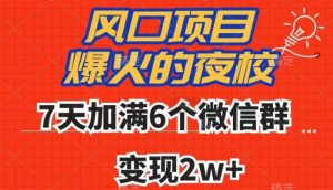 全网首发，爆火的夜校，7天加满6个微信群，变现2w+【揭秘】-知乎者也
