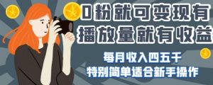 0粉就可变现，有播放量就有收益，每月收入四五千，特别简单适合新手操作【揭秘】-知乎者也