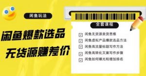 闲鱼无货源赚差价进阶玩法,爆款选品,资源寻找,引流变现全套教程(11节课)【揭秘】-知乎者也