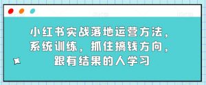 小红书实战落地运营方法，系统训练，抓住搞钱方向，跟有结果的人学习-知乎者也