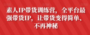 素人IP带货训练营,全平台最强带货IP,让带货变得简单、不再神秘-知乎者也