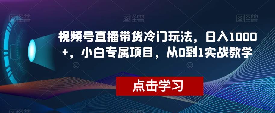 视频号直播带货冷门玩法，日入1000+，小白专属项目，从0到1实战教学【揭秘】-知乎者也
