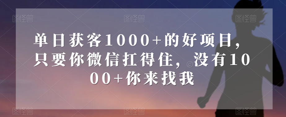 单日获客1000+的好项目，只要你微信扛得住，没有1000+你来找我【揭秘】-知乎者也