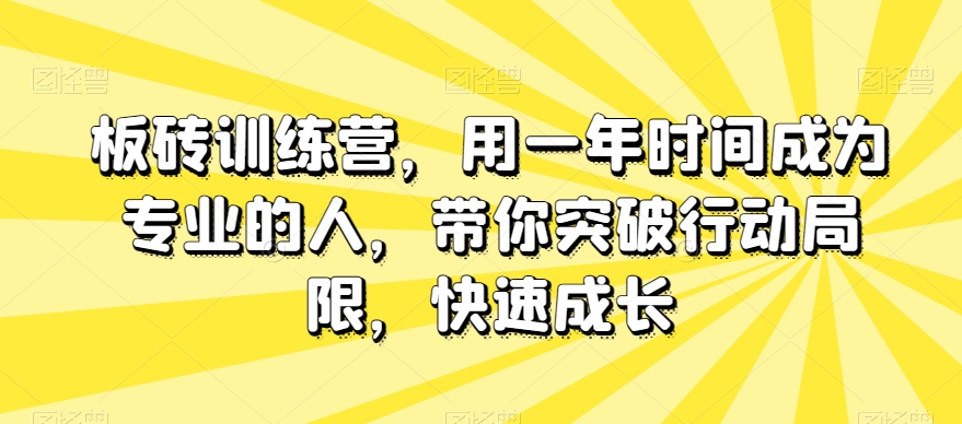 板砖训练营,用一年时间成为专业的人,带你突破行动局限,快速成长-知乎者也