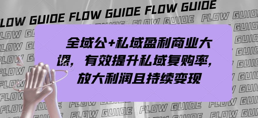 全域公+私域盈利商业大课,有效提升私域复购率,放大利润且持续变现-知乎者也