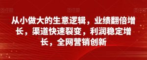 从小做大的生意逻辑,业绩翻倍增长,渠道快速裂变,利润稳定增长,全网营销创新-知乎者也