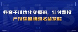 抖音千川优化实操班,让付费投产持续盈利的必备技能-知乎者也