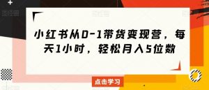 小红书从0-1带货变现营,每天1小时,轻松月入5位数-知乎者也