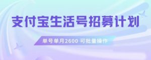 支付宝生活号作者招募计划,单号单月2600,可批量去做,工作室一人一个月轻松1w+【揭秘】-知乎者也