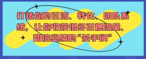 打造你的引流、转化、团队系统,让你收获很多引爆流量、翻倍业绩的“杀手锏”-知乎者也