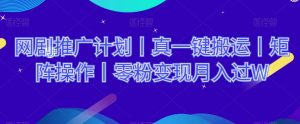 网剧推广计划丨真一键搬运丨矩阵操作丨零粉变现月入过W-知乎者也