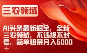 AI头条最新掘金，全新三农领域，不违规不封号，简单粗暴月入6000＋【揭秘】-知乎者也