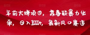 年前大赚项目，靠春联暴力出单，日入1000+，最新风口赛道【揭秘】-知乎者也