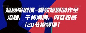 短剧编剧课-爆款短剧创作全流程,干货满满,内容权威【20节视频课】-知乎者也