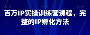 百万IP实操训练营课程,完整的IP孵化方法-知乎者也