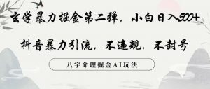 玄学暴力掘金第二弹，小白日入500+，抖音暴力引流，不违规，术封号，八字命理掘金AI玩法【揭秘】-知乎者也