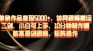 单条作品变现5000+、外网视频搬运二创，小白可上手，10分钟制作爆款高原创视频，矩阵操作【揭秘】-知乎者也