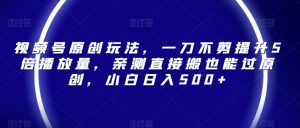 视频号原创玩法,一刀不剪提升5倍播放量,亲测直接搬也能过原创,小白日入500+【揭秘】-知乎者也