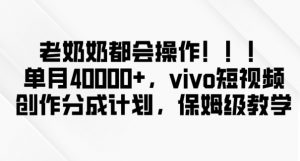 老奶奶都会操作,新平台无脑操作,单月40000+,vivo短视频创作分成计划【揭秘】-知乎者也