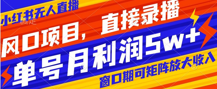 风口项目,小红书无人直播带货,直接录播,可矩阵,月入5w+【揭秘】-知乎者也