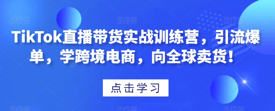 TikTok直播带货实战训练营,引流爆单,学跨境电商,向全球卖货!-知乎者也