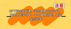 GPT指令实战课,学会使用ChatGPT,解决工作学习中一个个具体问题,真正提高效率-知乎者也
